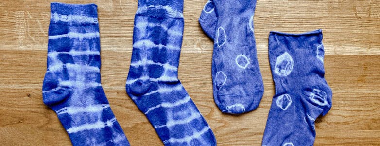  Close up of tie dye patterns using Shibori techniques