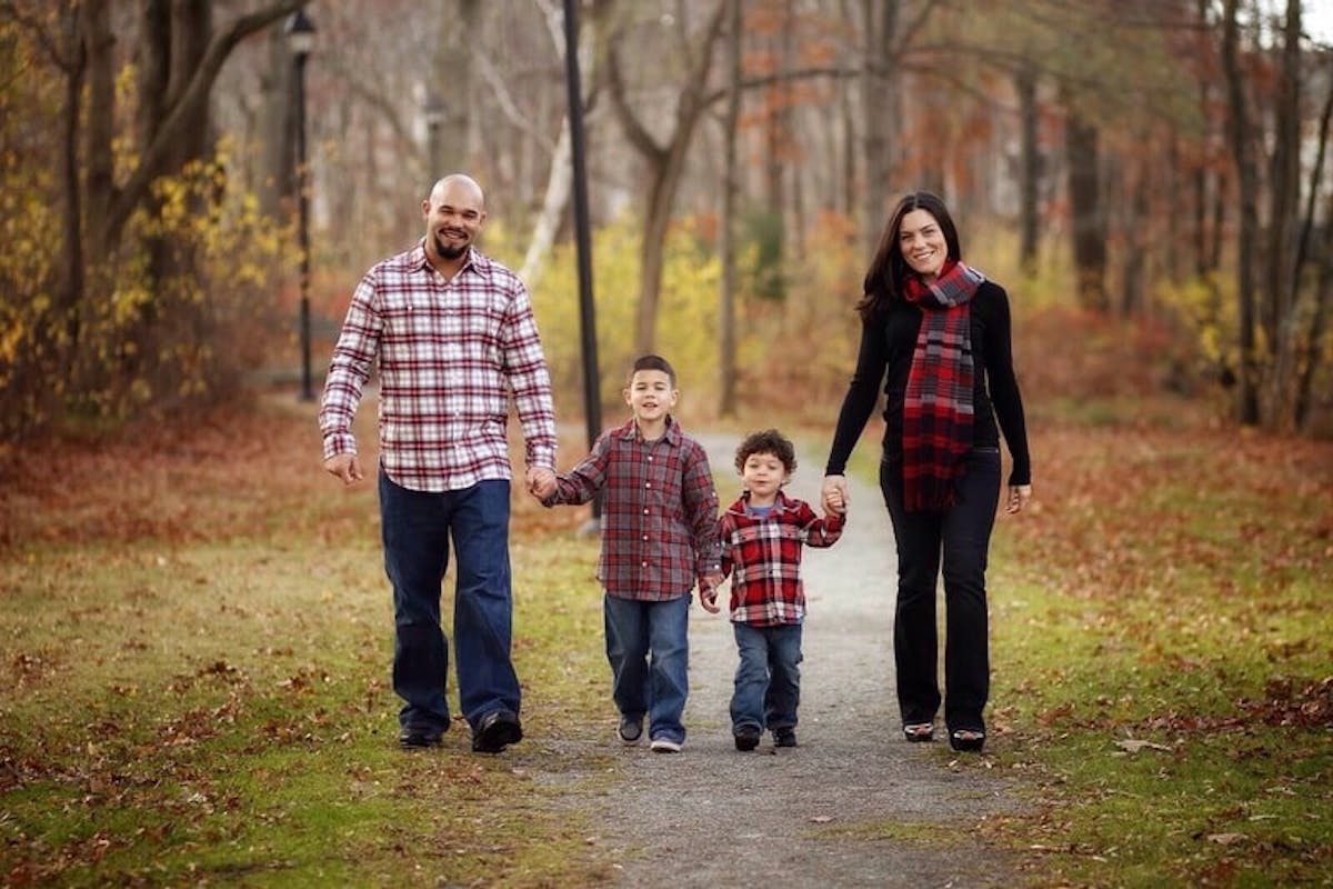  family wearing flannel