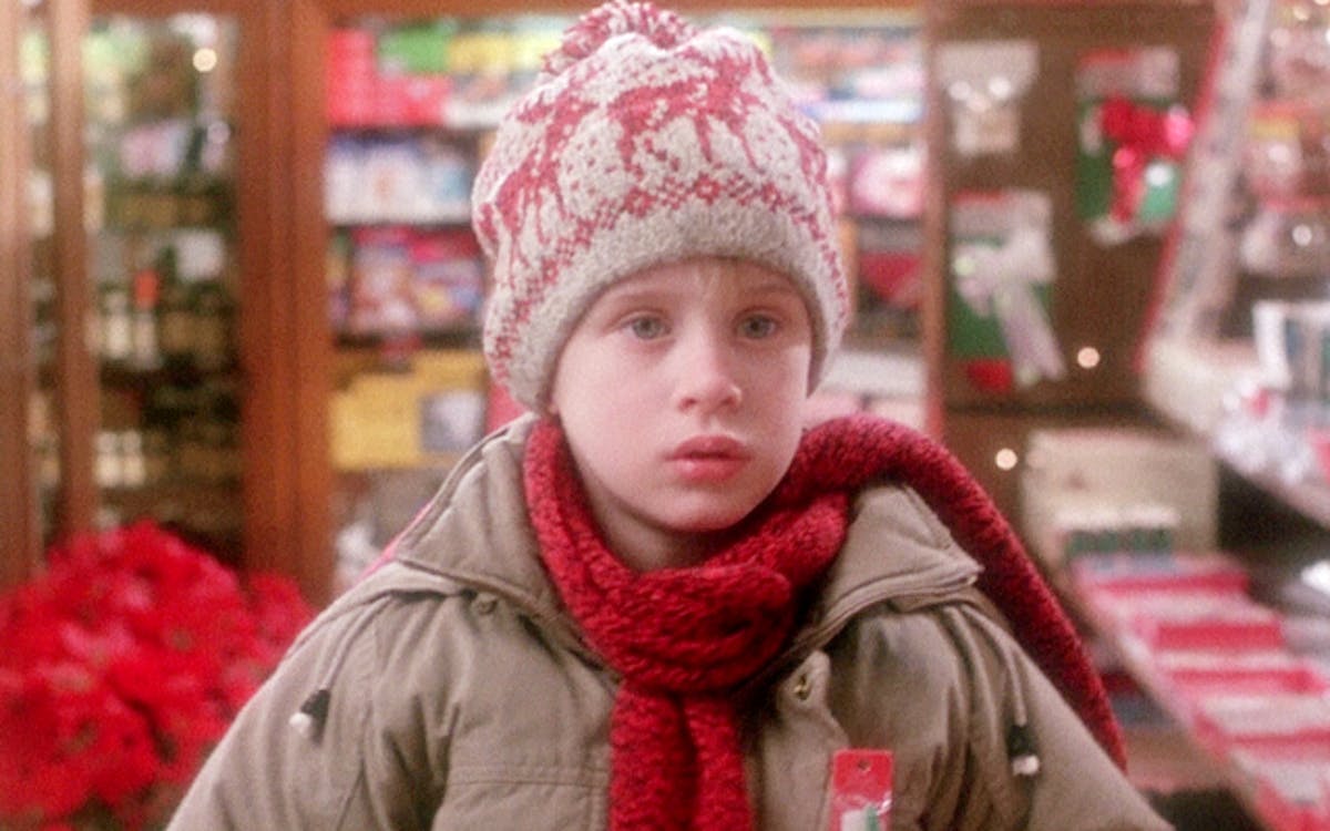  home alone scene with an ugly christmas hat