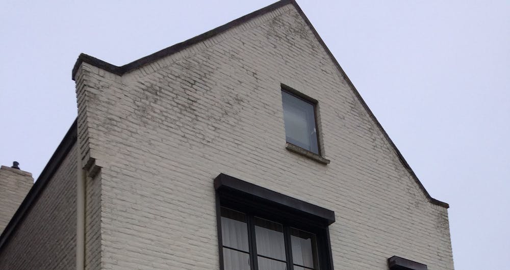 Damp-dichte verf op een geschilderde woning Damp-dichte verf op een geschilderde woning