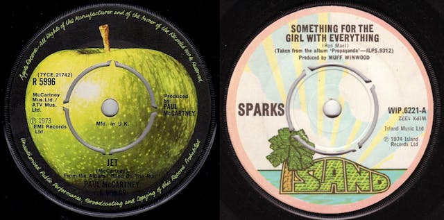 Not the songs I was looking for: Wings' Jet and Sparks' Something For The Girl With Everything.