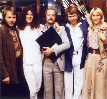 ABBA with designer Rune Söderqvist at the opening of the Polar Music Studio, May 1978.