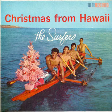 ...or at least four Hawaiians and a weird-looking Christmas tree in a red canoe.