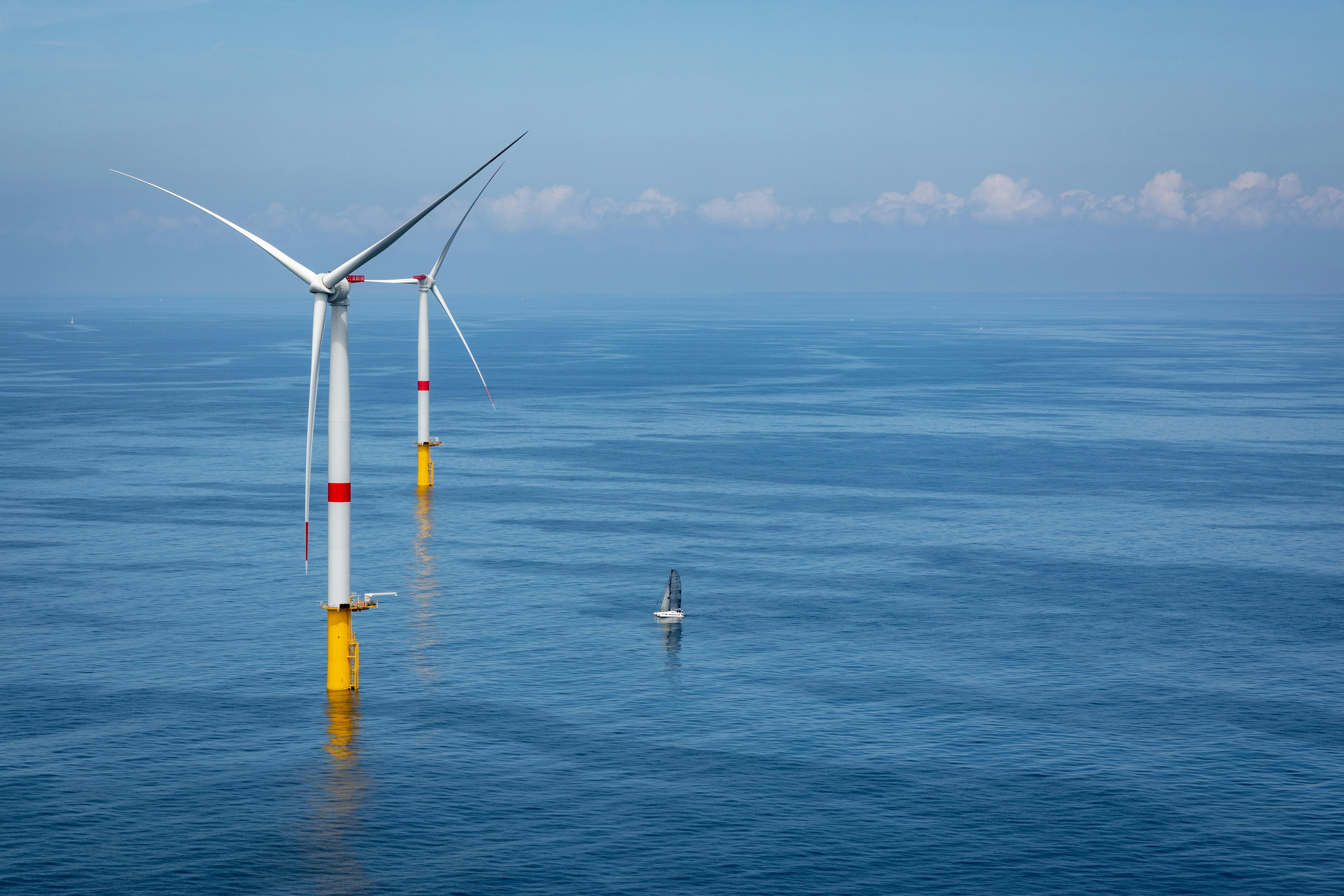 Offshore wind farm with sailing boat