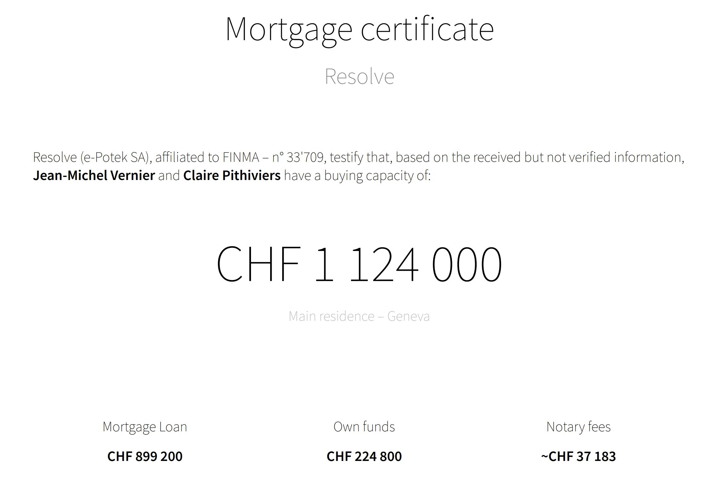 Mortgage certificate