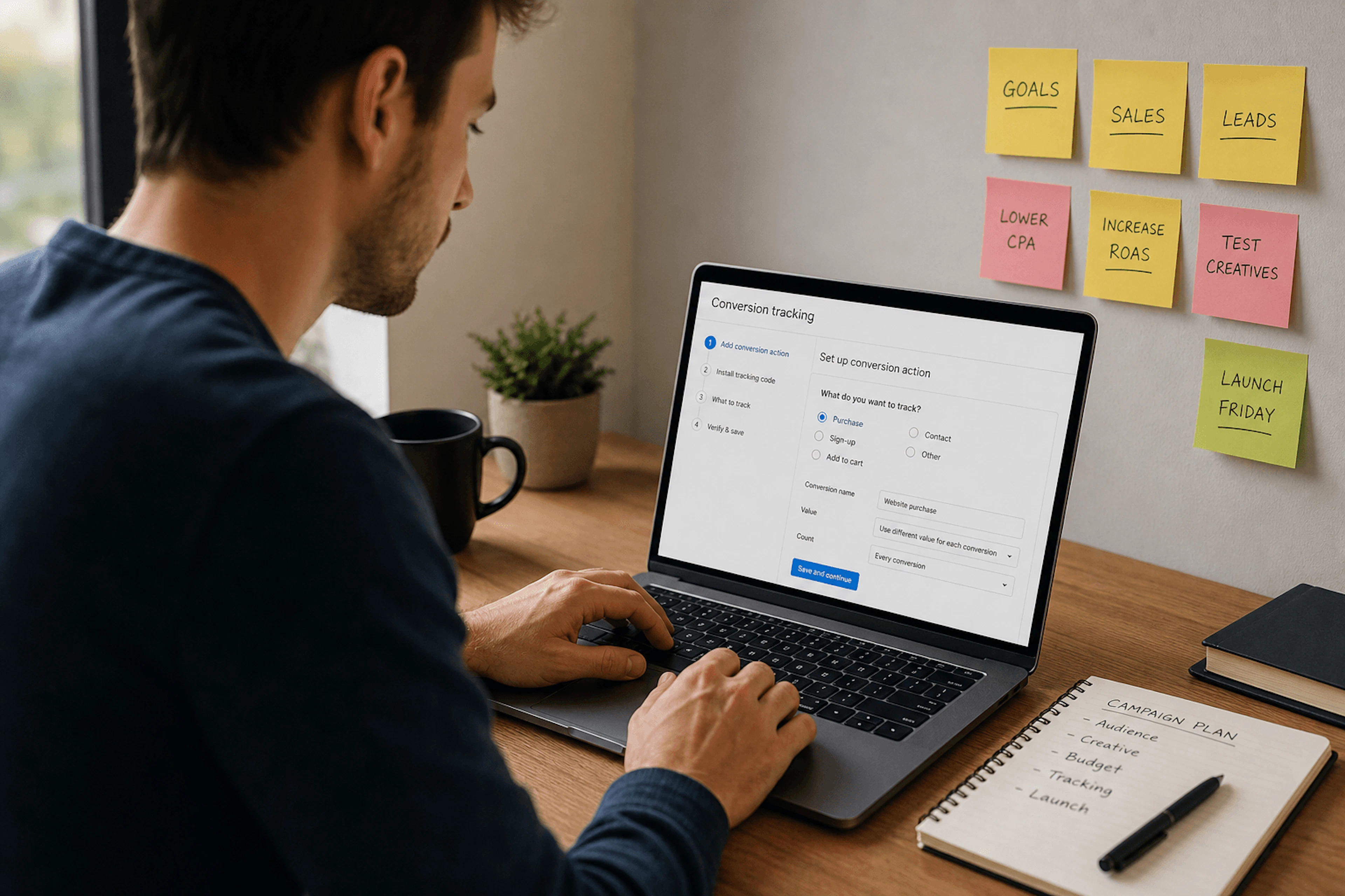Thank-you page confirming a form submission with a tracked conversion event