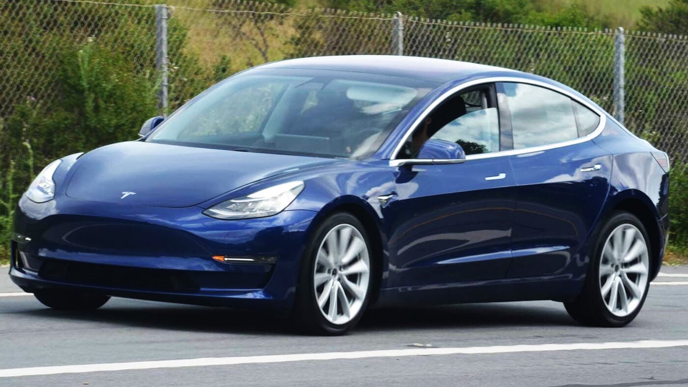 blue tesla model 3