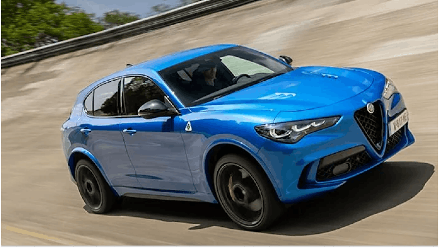 Action image of Milano Blue Alfa Romeo Stelvio Quadrifoglio