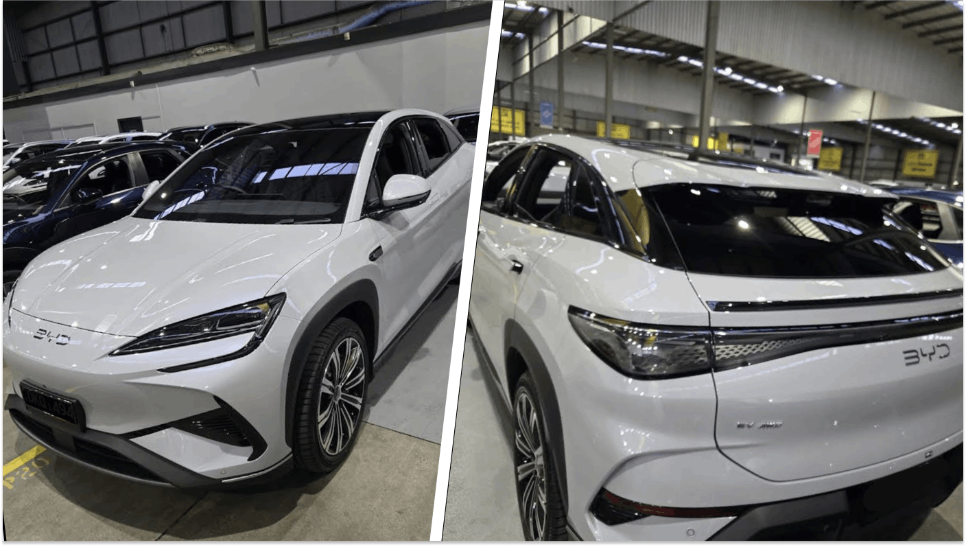 Amateur photos of BYD Sealion 7 in a car sales warehouse