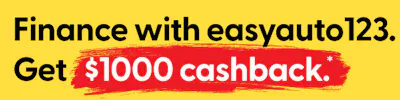 Banner displaying promo for Drive Away $1000 Better Off – Finance with easyauto123. Get $1000 cashback. T&Cs apply.