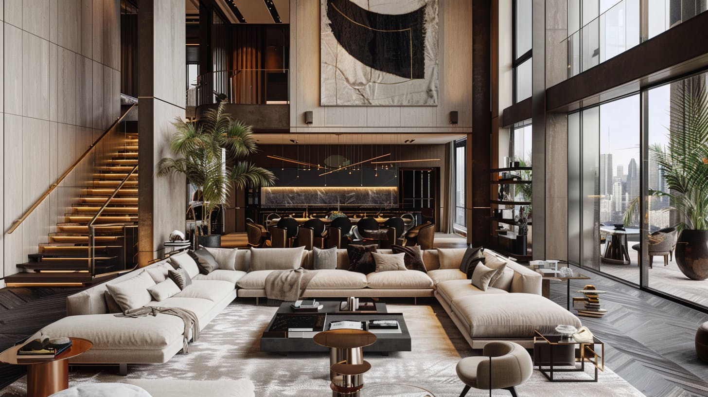 beautiful living space in a penthouse in Noida. designed by eagle decor