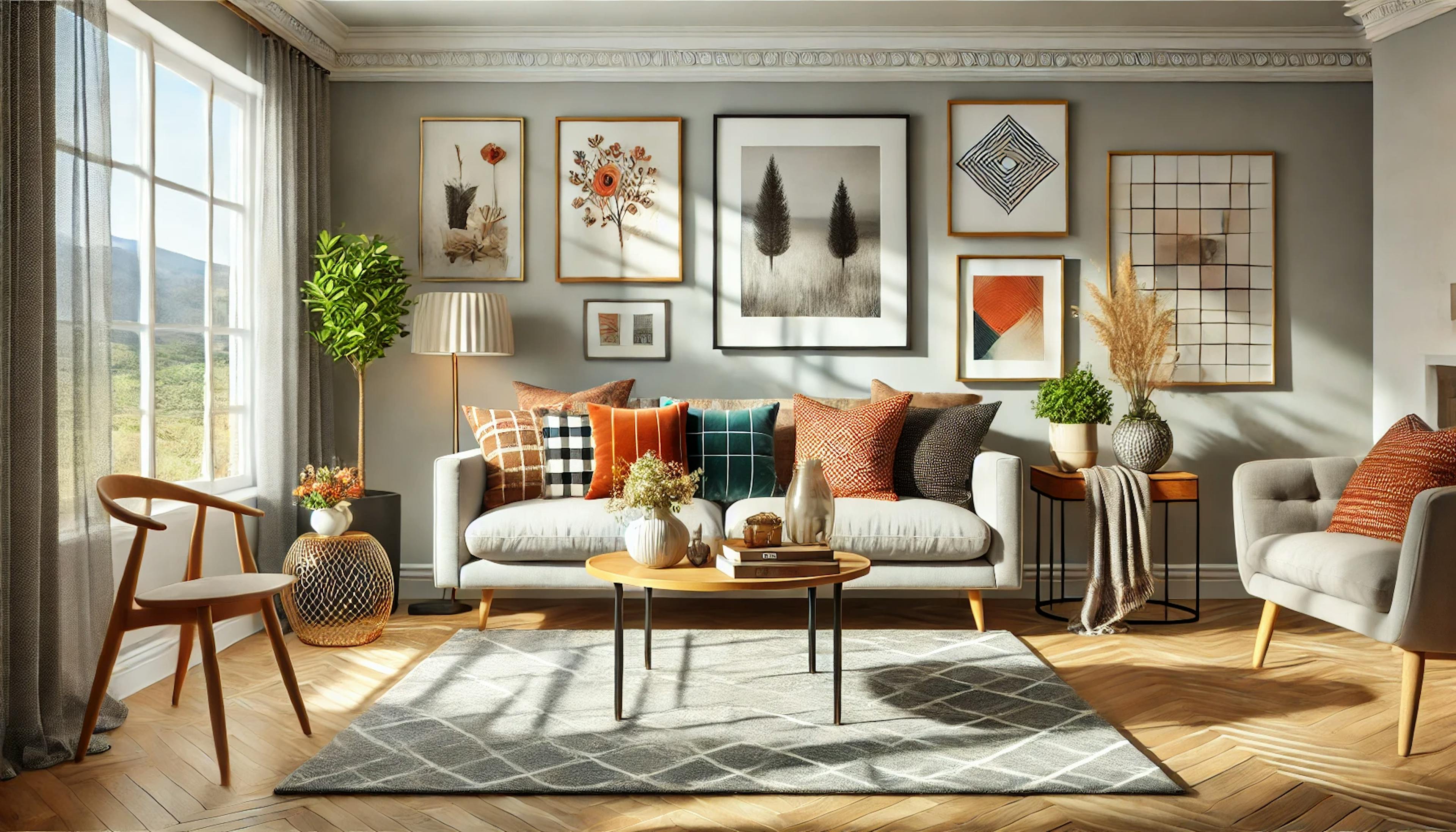 Beautifully renovated living room with affordable stylish furniture