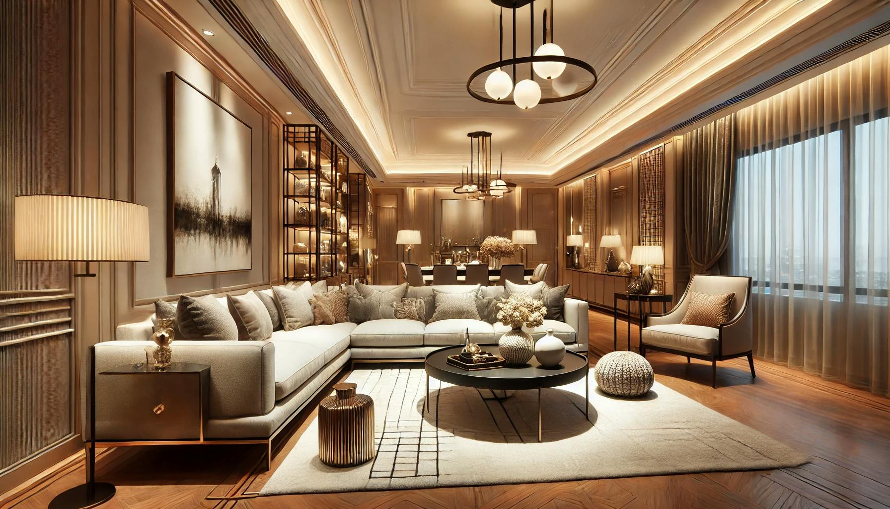 Luxurious living room with custom-made furniture