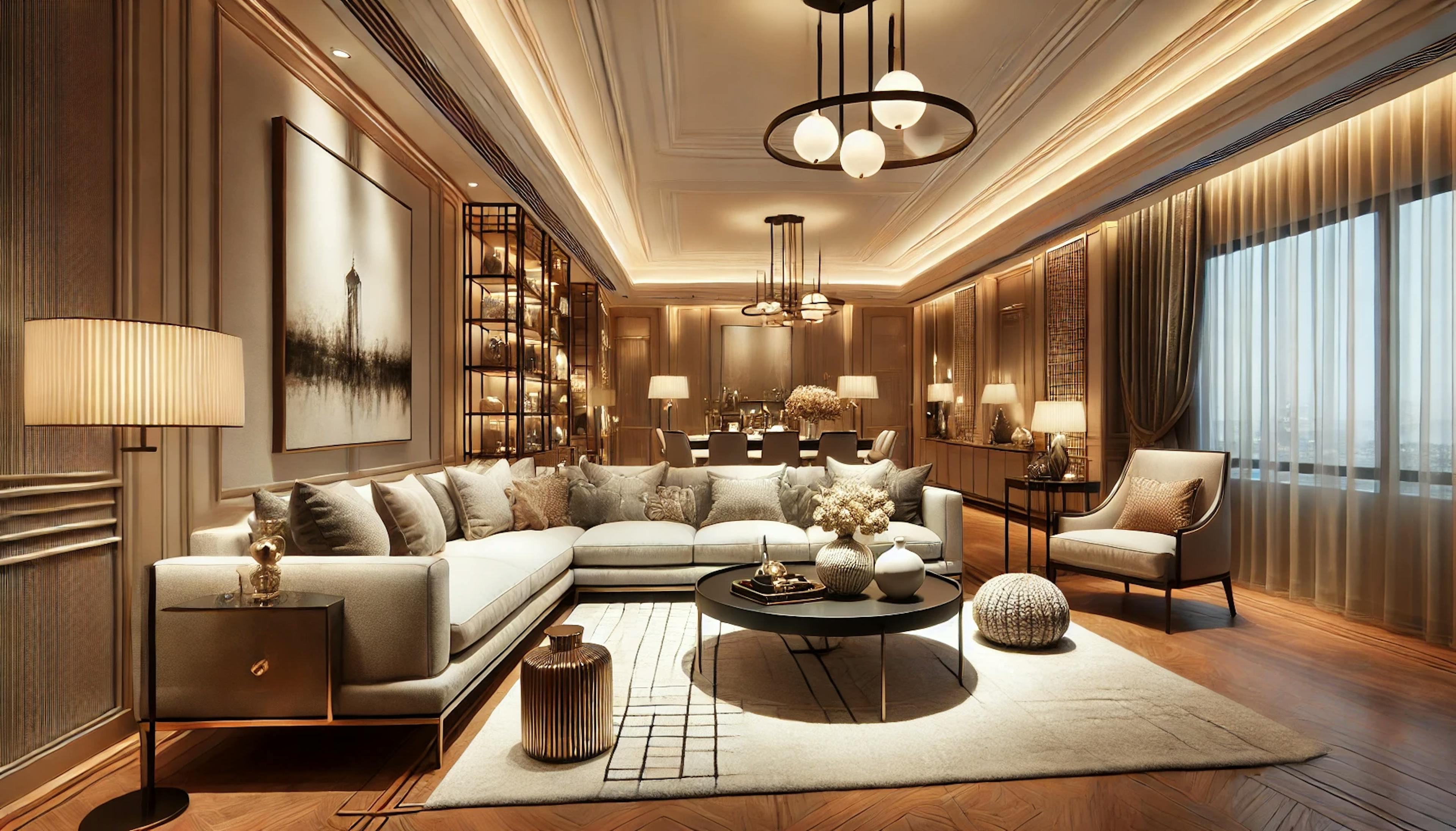 Luxurious living room with custom-made furniture