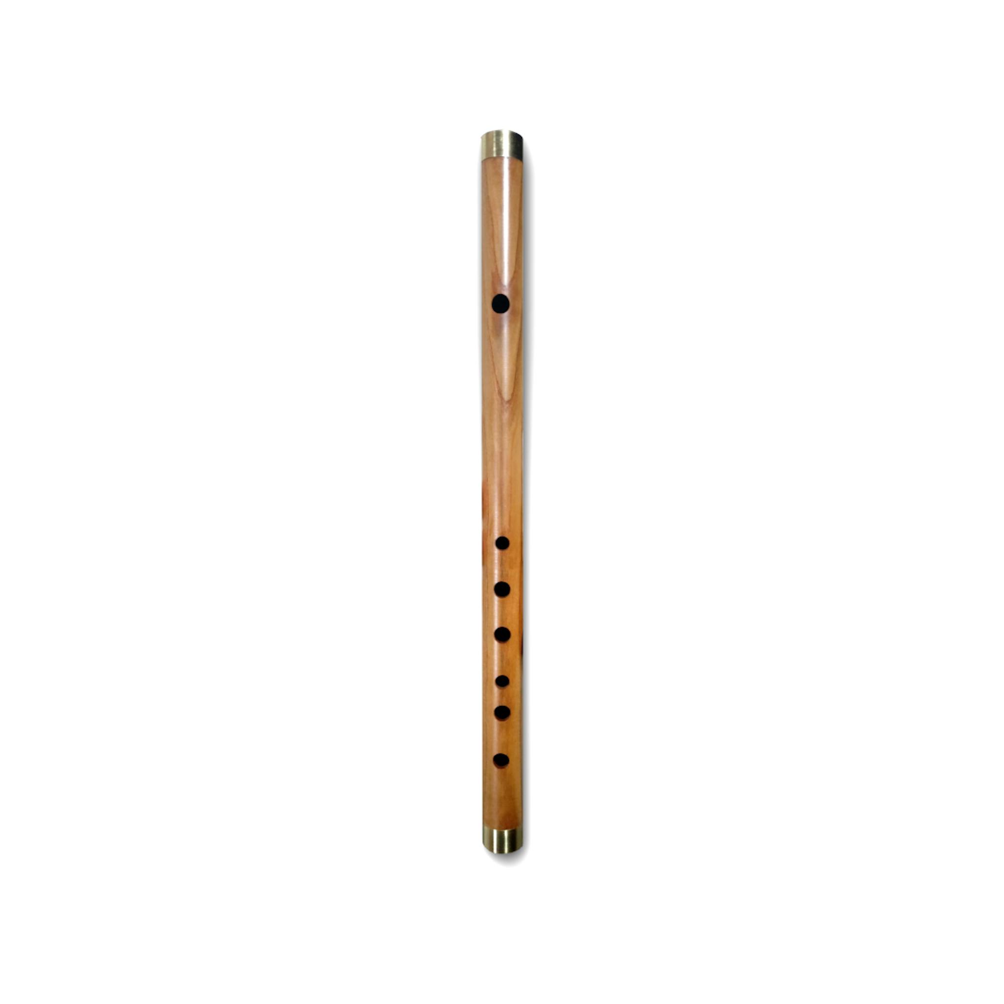 A wooden flute. 