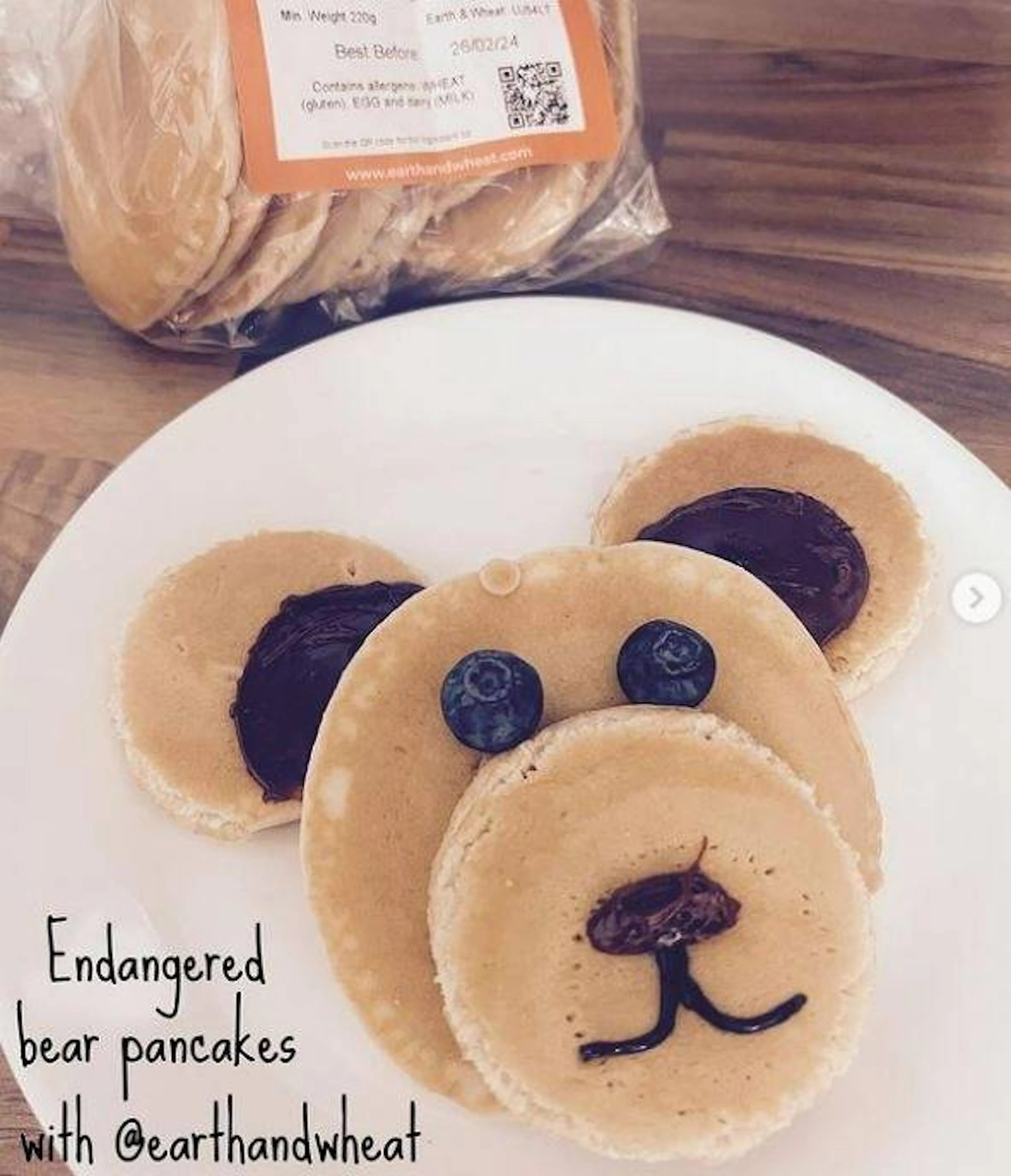 Customer image of a bear face made from pancakes for breakfast