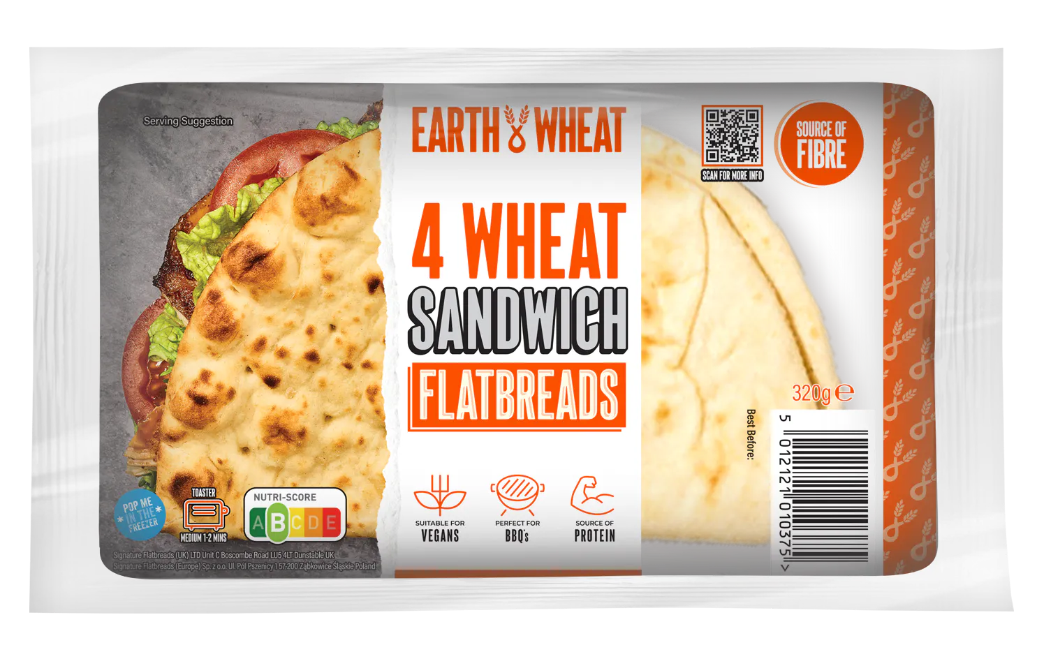 4 WHEAT SANDWICH FLATBREADS packaging