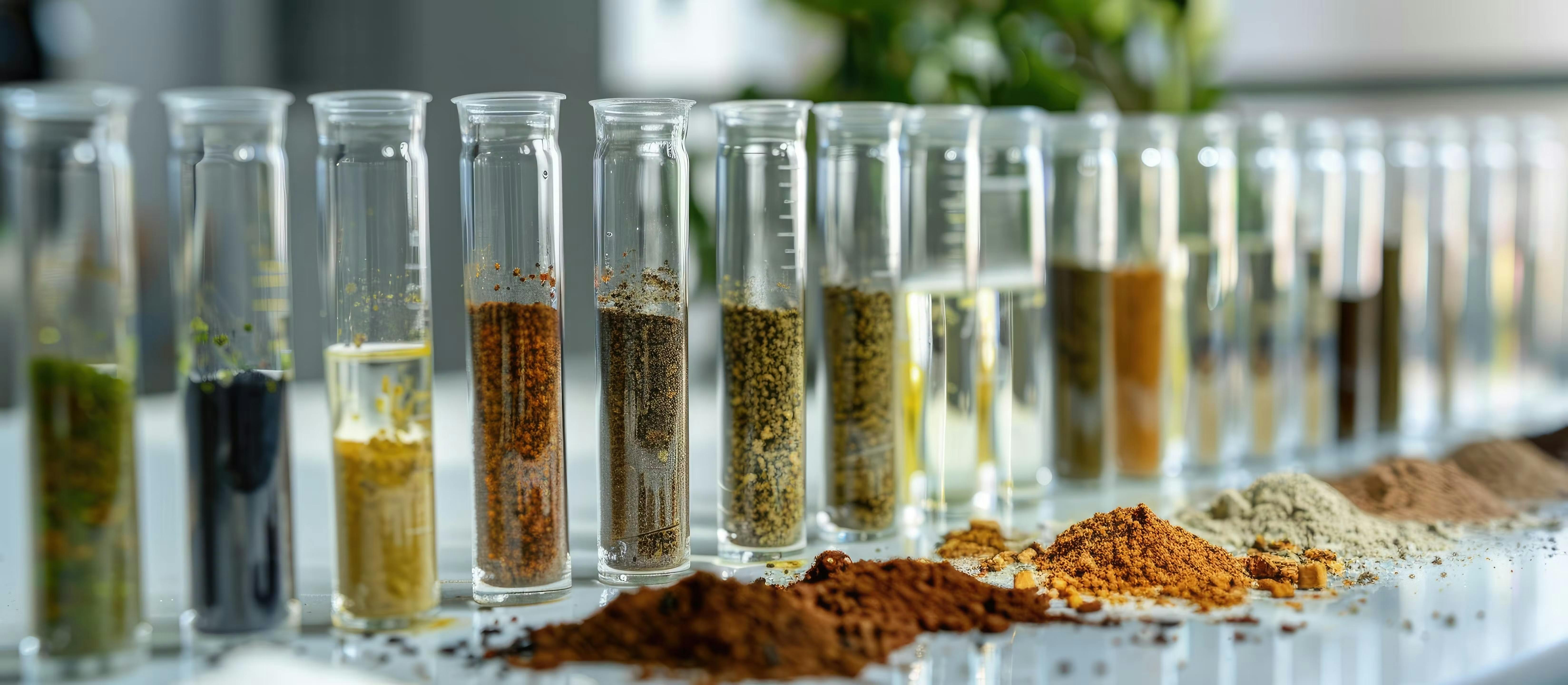analytical samples in test tubes