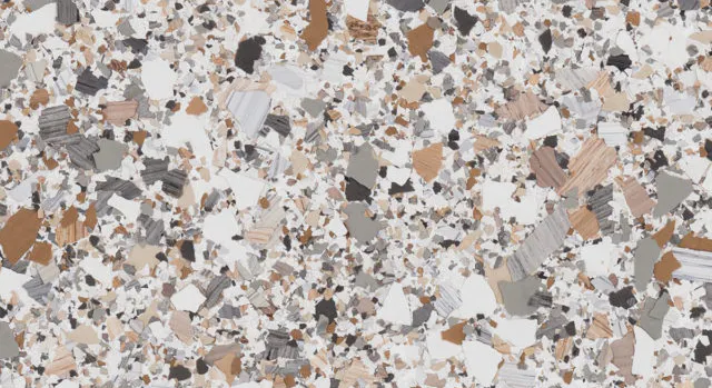 Claystone hybrid epoxy floor coating color sample white tan brown gray chip blend