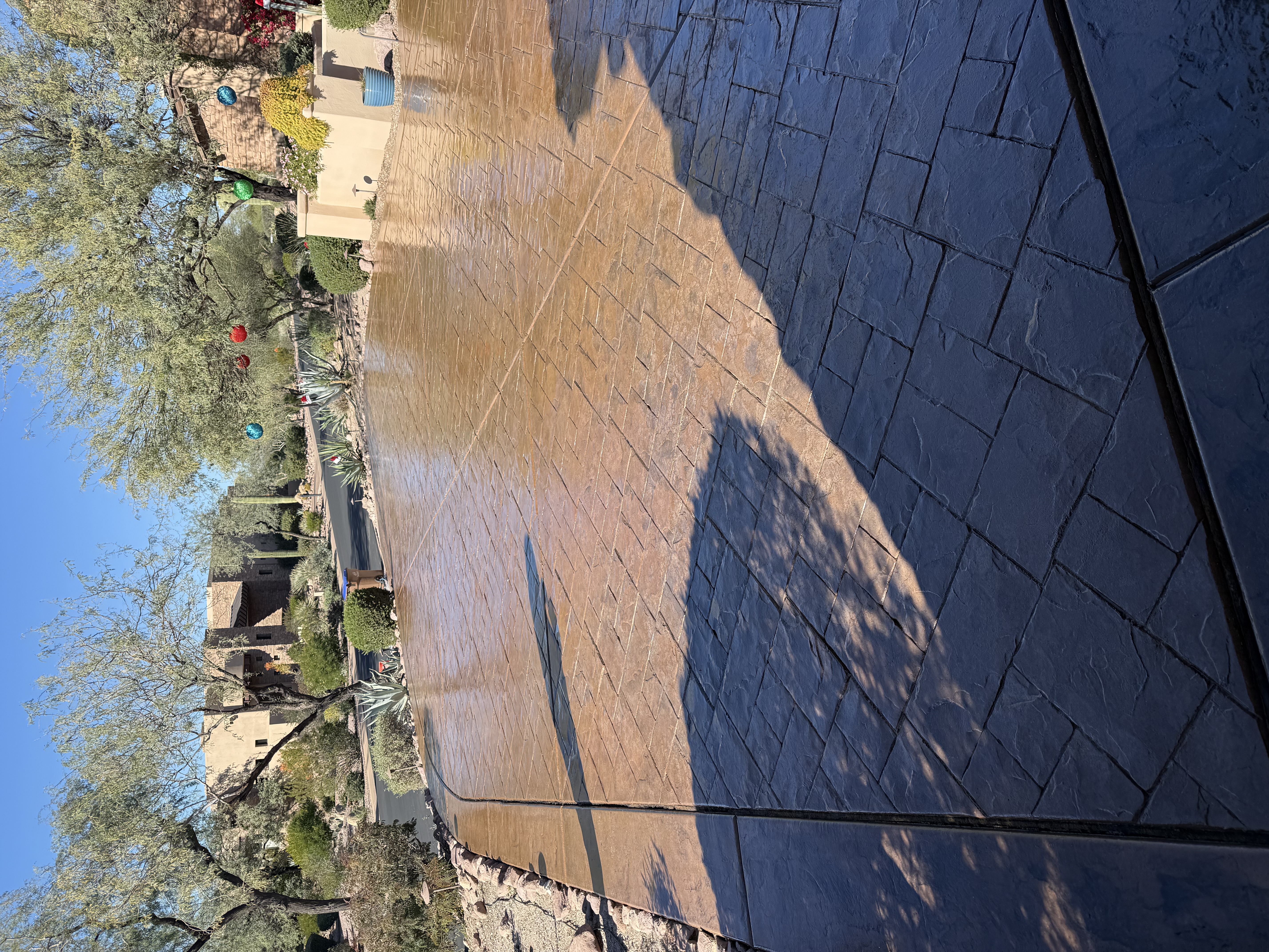 Residential garage with flake epoxy floor coating clean empty space