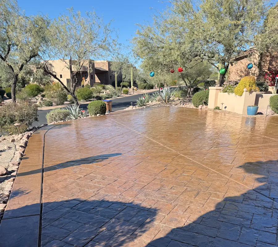 Residential garage with flake epoxy floor coating clean empty space