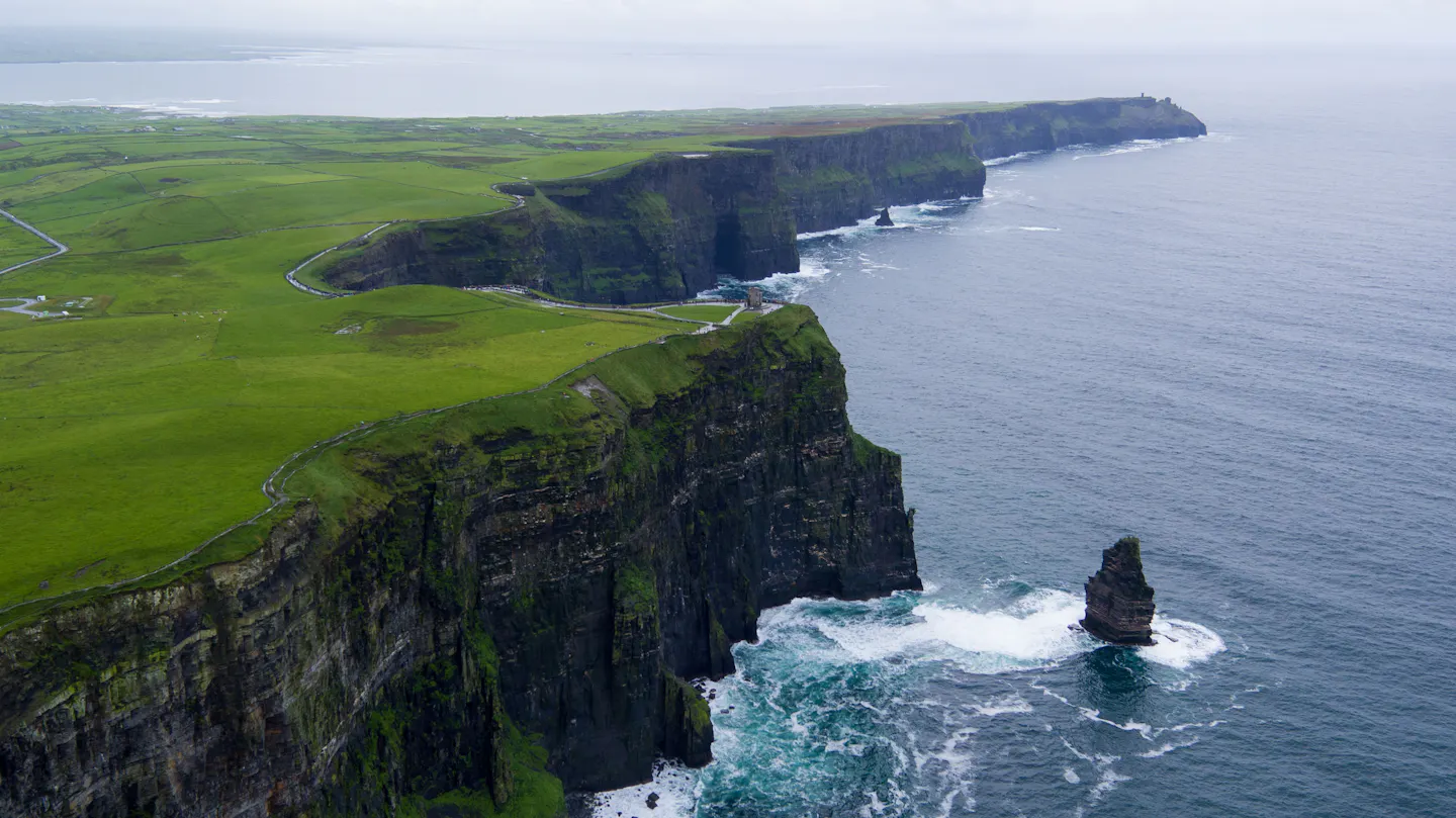 Aerial view of the Cliffs of Moher