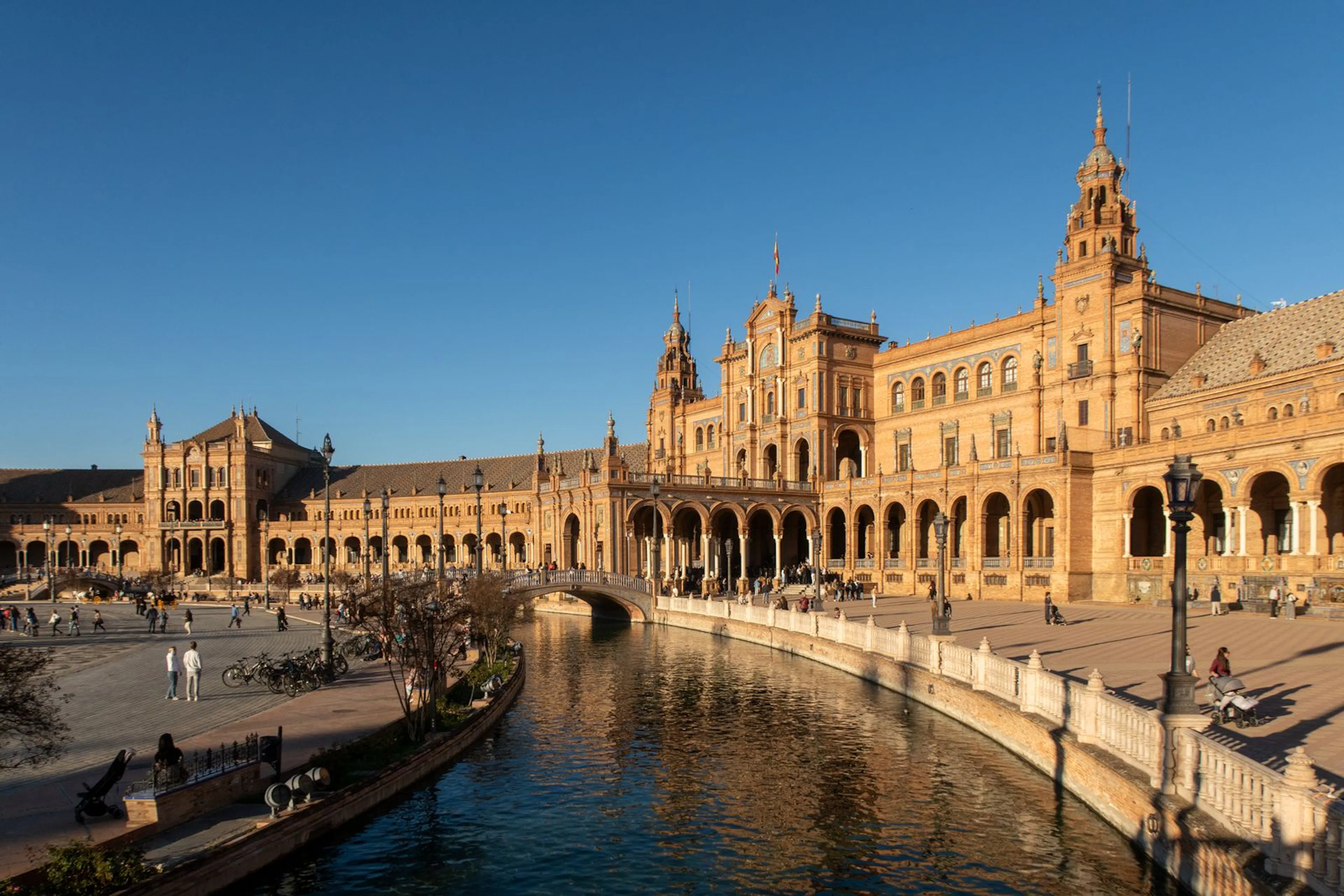 Plaza de España in Seville in the evening sun