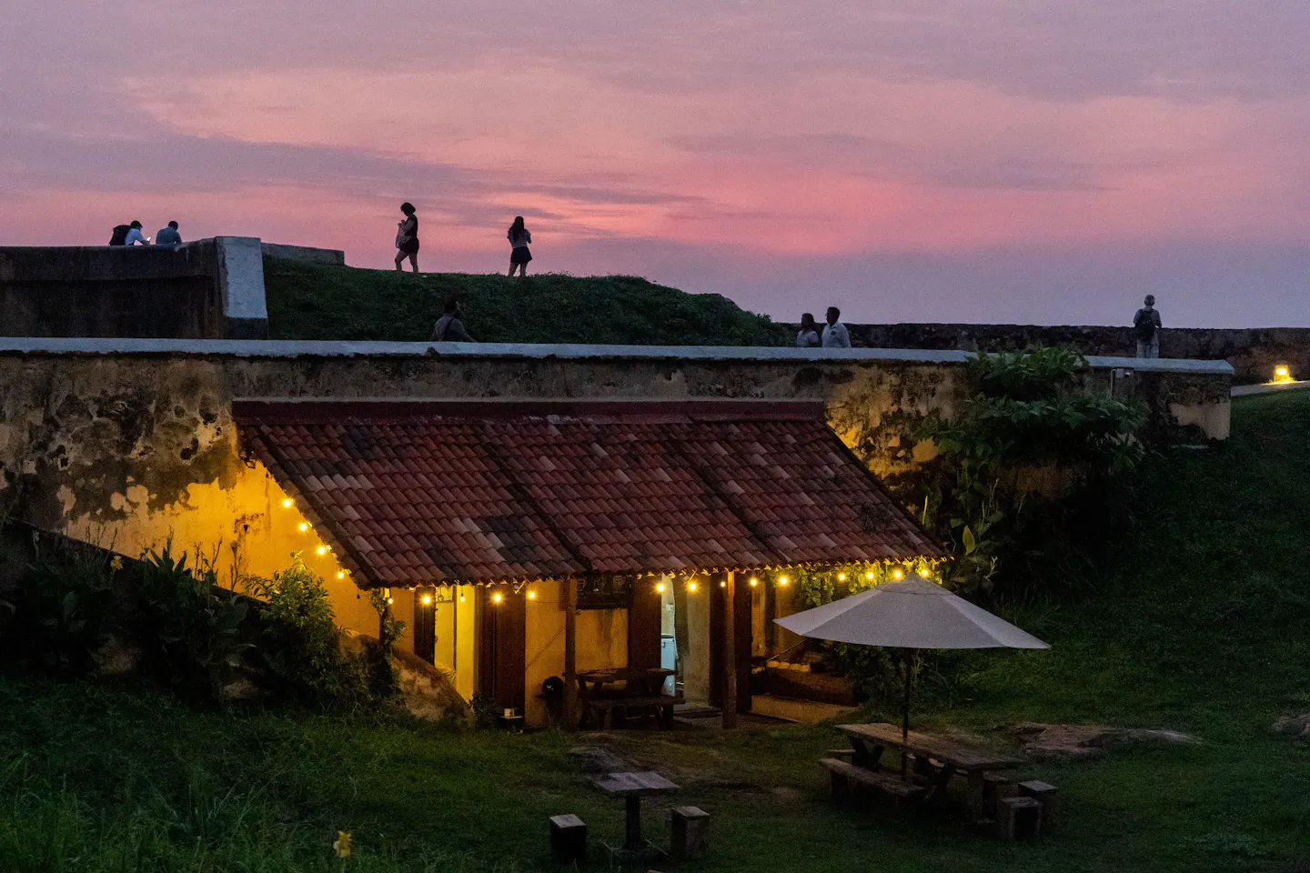 Sunset over Galle Fort’s ramparts on Sri Lanka’s south coast