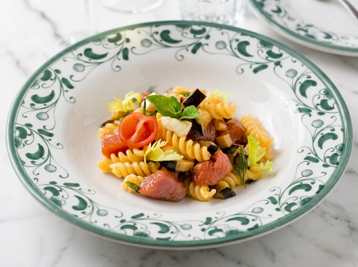 Pasta fredda con tonno e melanzane