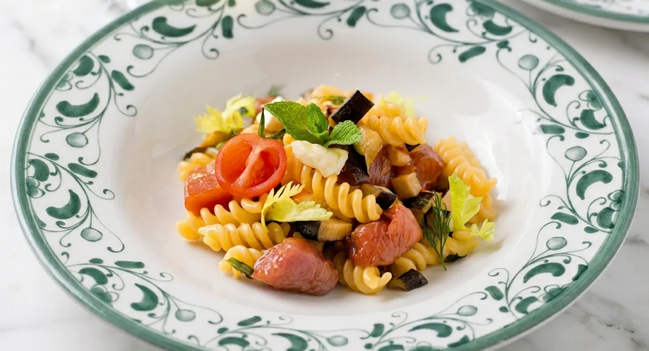 Pasta fredda con tonno e melanzane