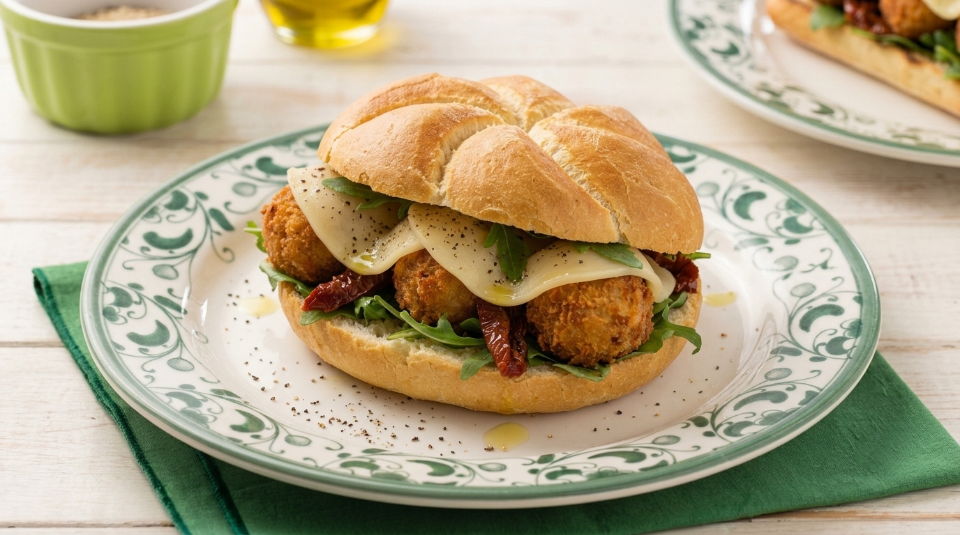 Panino con polpette croccanti, provola dolce e pomodori semisecchi | Eataly