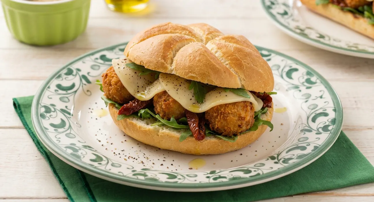 Panino con polpette croccanti, provola dolce e pomodori secchi | Eataly