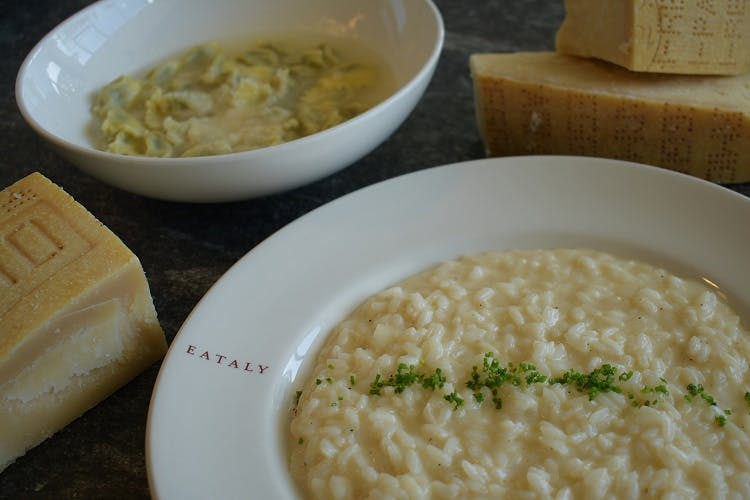Risotto and agnolotti in Parmigiano broth