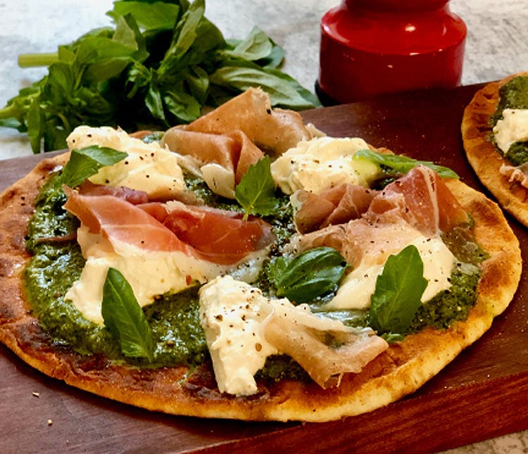 Pesto Pizza with Prosciutto di San Daniele PDO, Burrata & Grana Padano PDO cheese Recipe