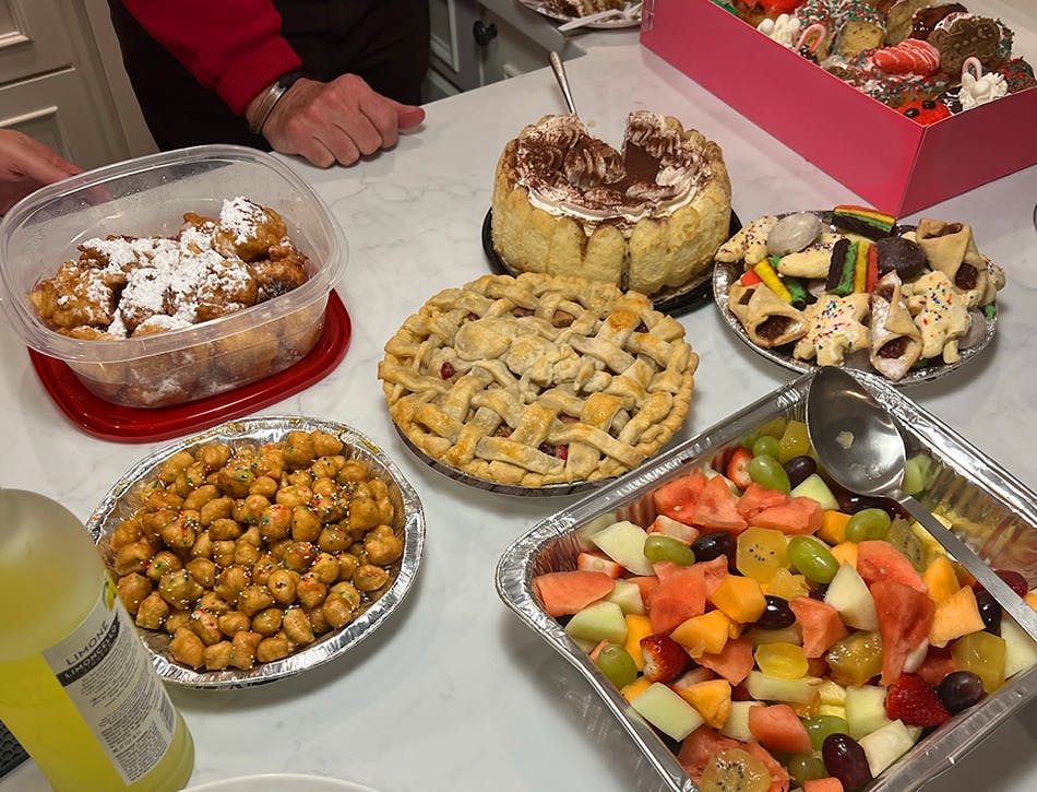 Holiday spread with struffoli