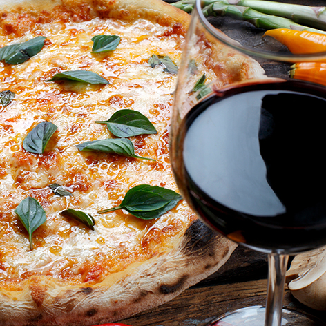 Wine and pizza