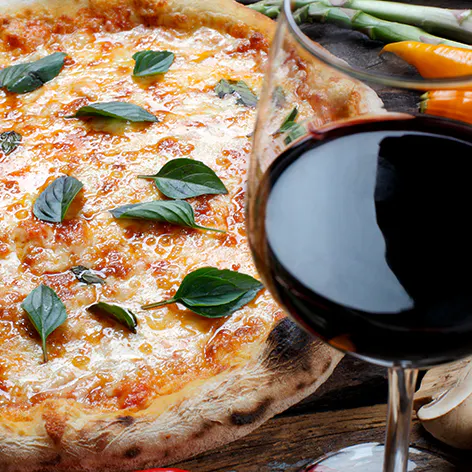 Wine and pizza