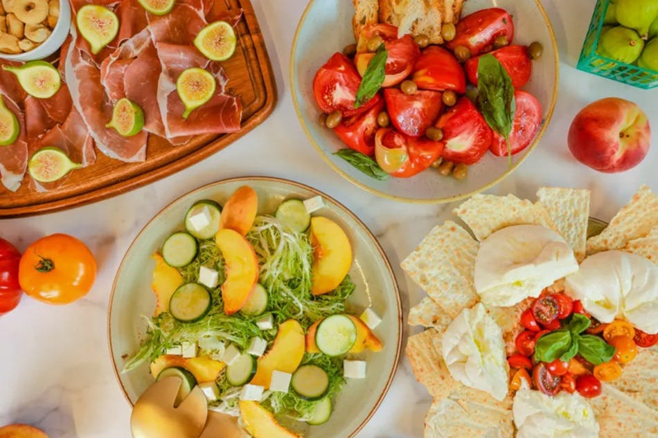 Spread of summer no-cook dishes