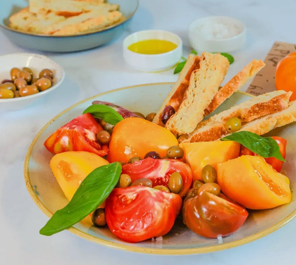 Heirloom tomato salad with olives