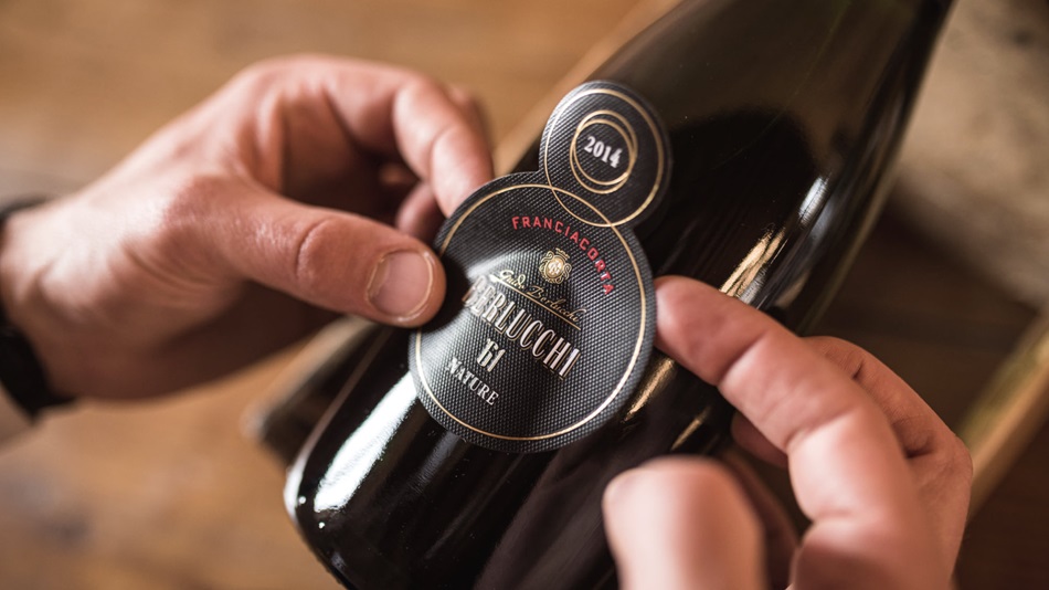 Labeling a Berlucchi '61 Bottle