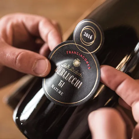 Labeling a Berlucchi '61 Bottle