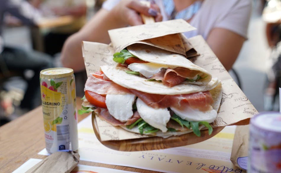 Piadina on a board