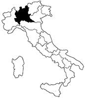 Map of Italy with Lombardia highlighted