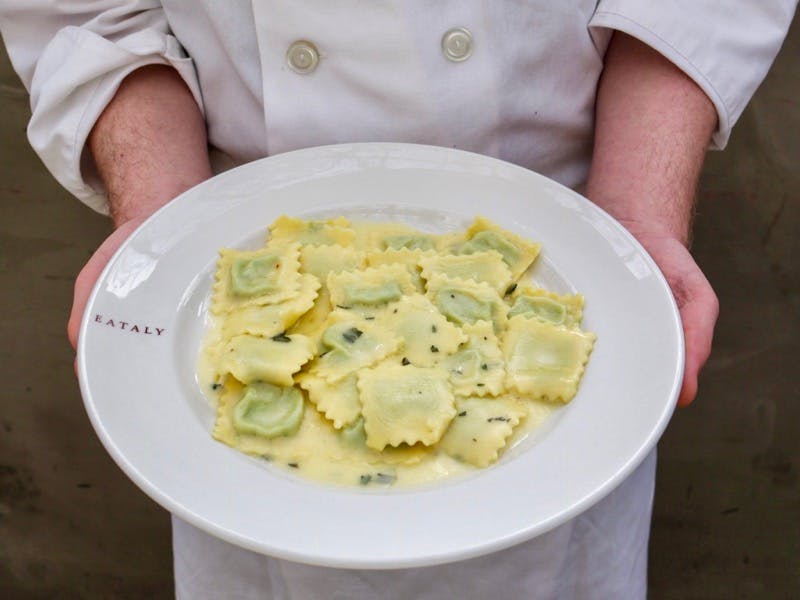 Spring pea ravioli