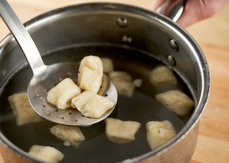 Gnocchi cooking