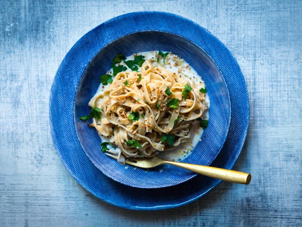 tagliatelle with porcini mushrooms and "alta badia" fonduta
