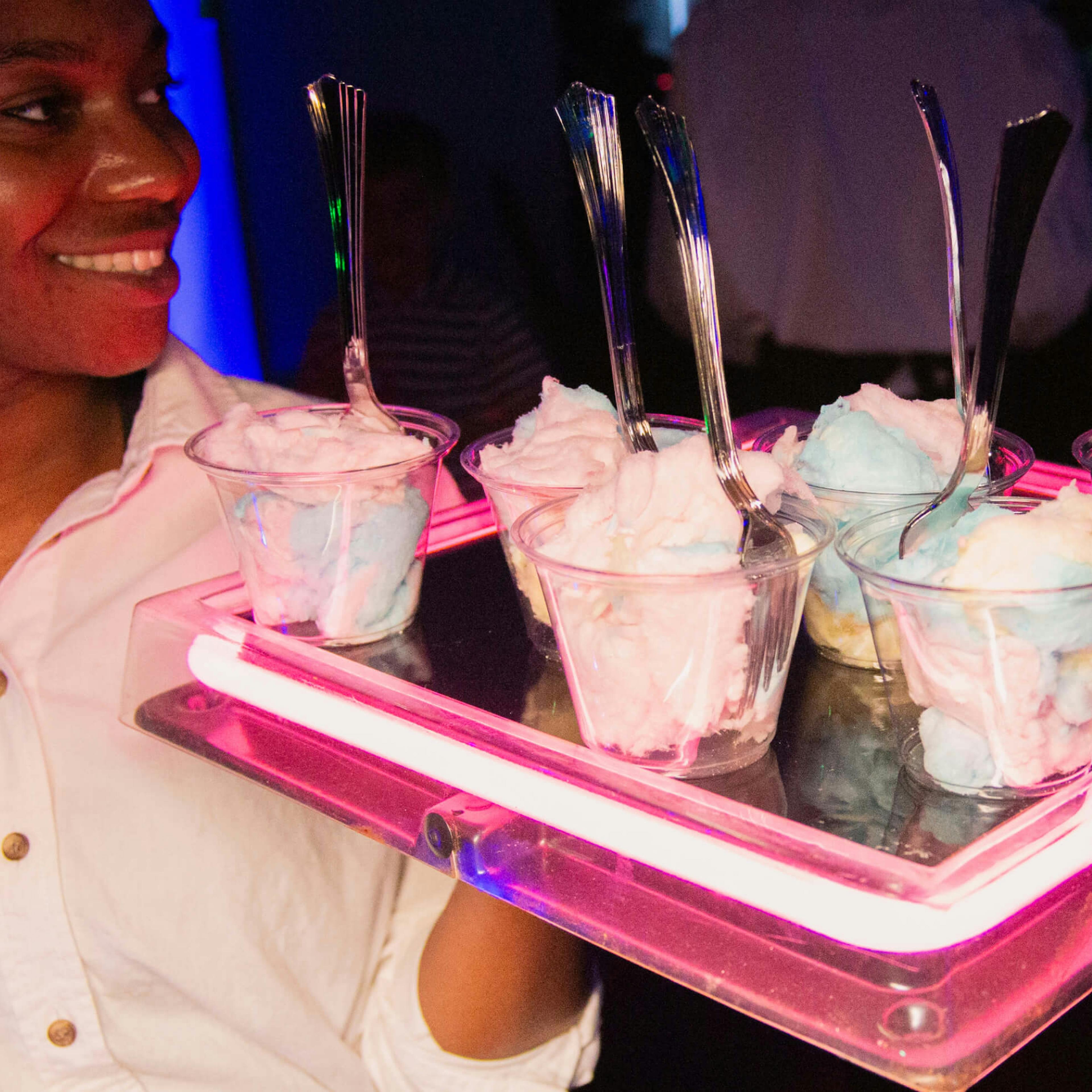 Tray of ice cream sundays