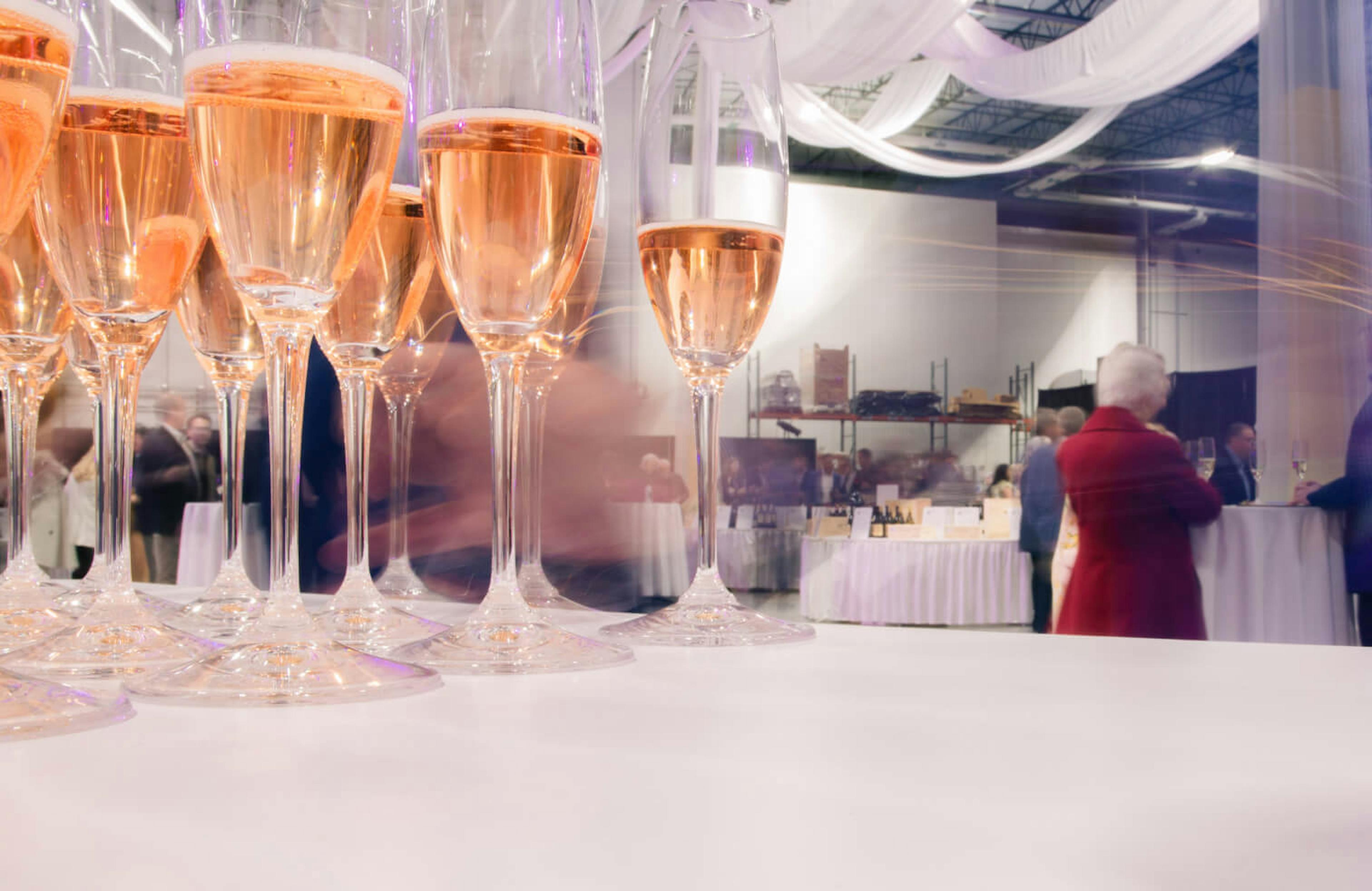 Filled champagne glasses