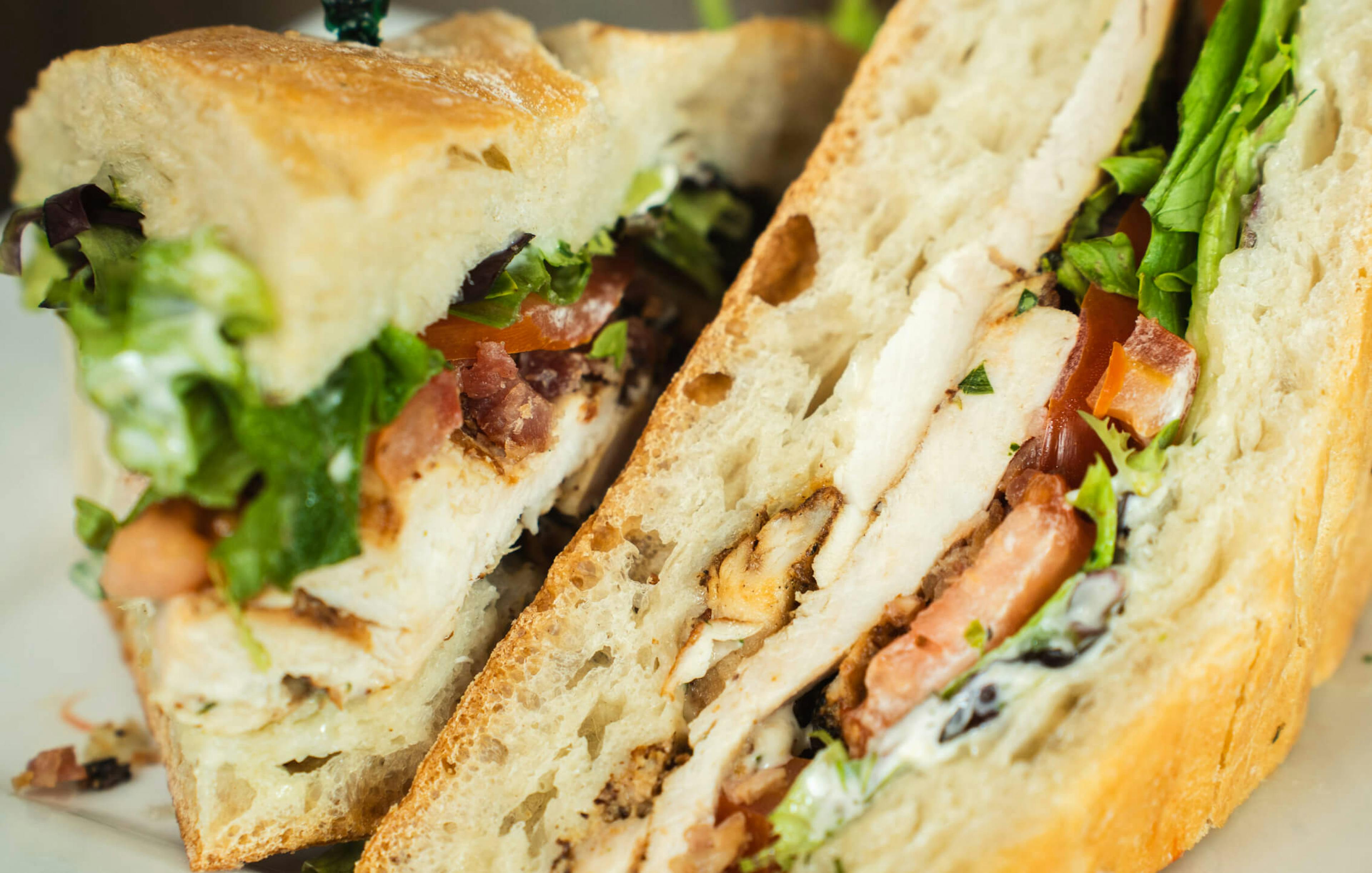 Boxed lunch sandwich with chicken