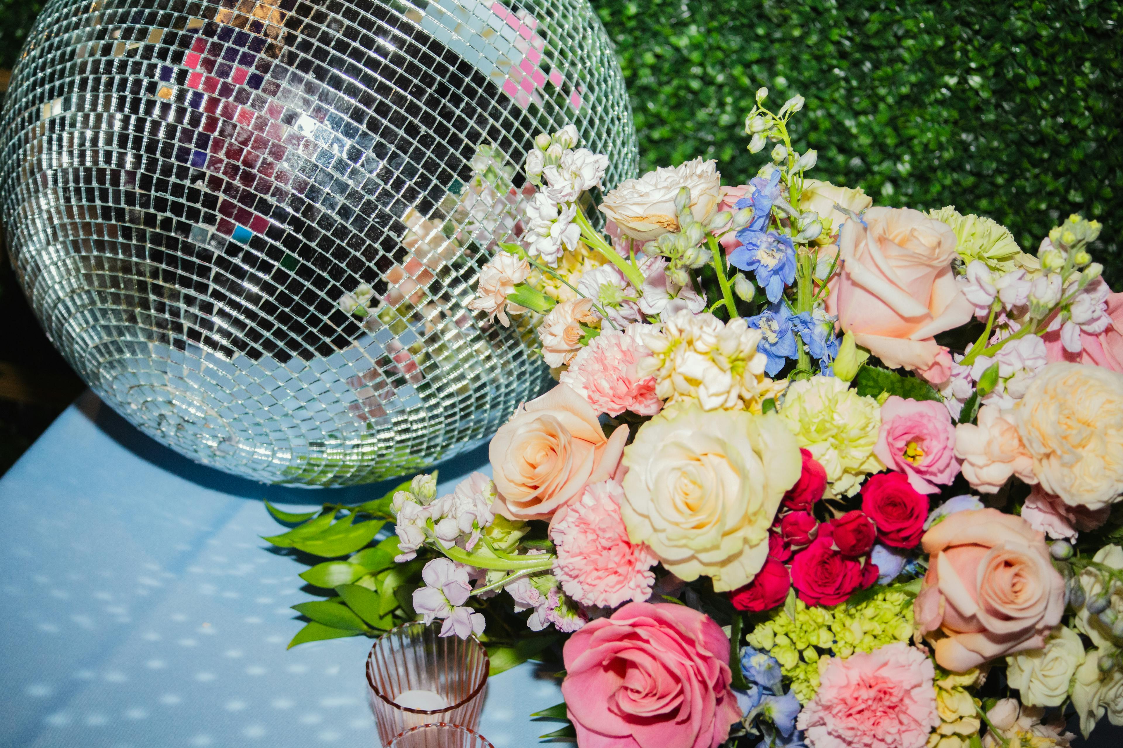 Disco ball and flowers